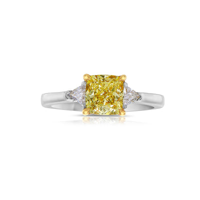 1.51ct Fancy Yellow Cushion VS1 GIA Ring