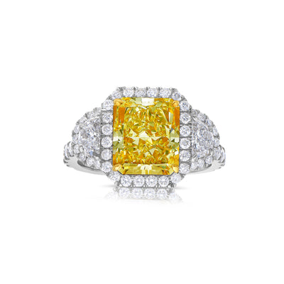 3.57ct Light Yellow Long Radiant VS1 GIA Ring