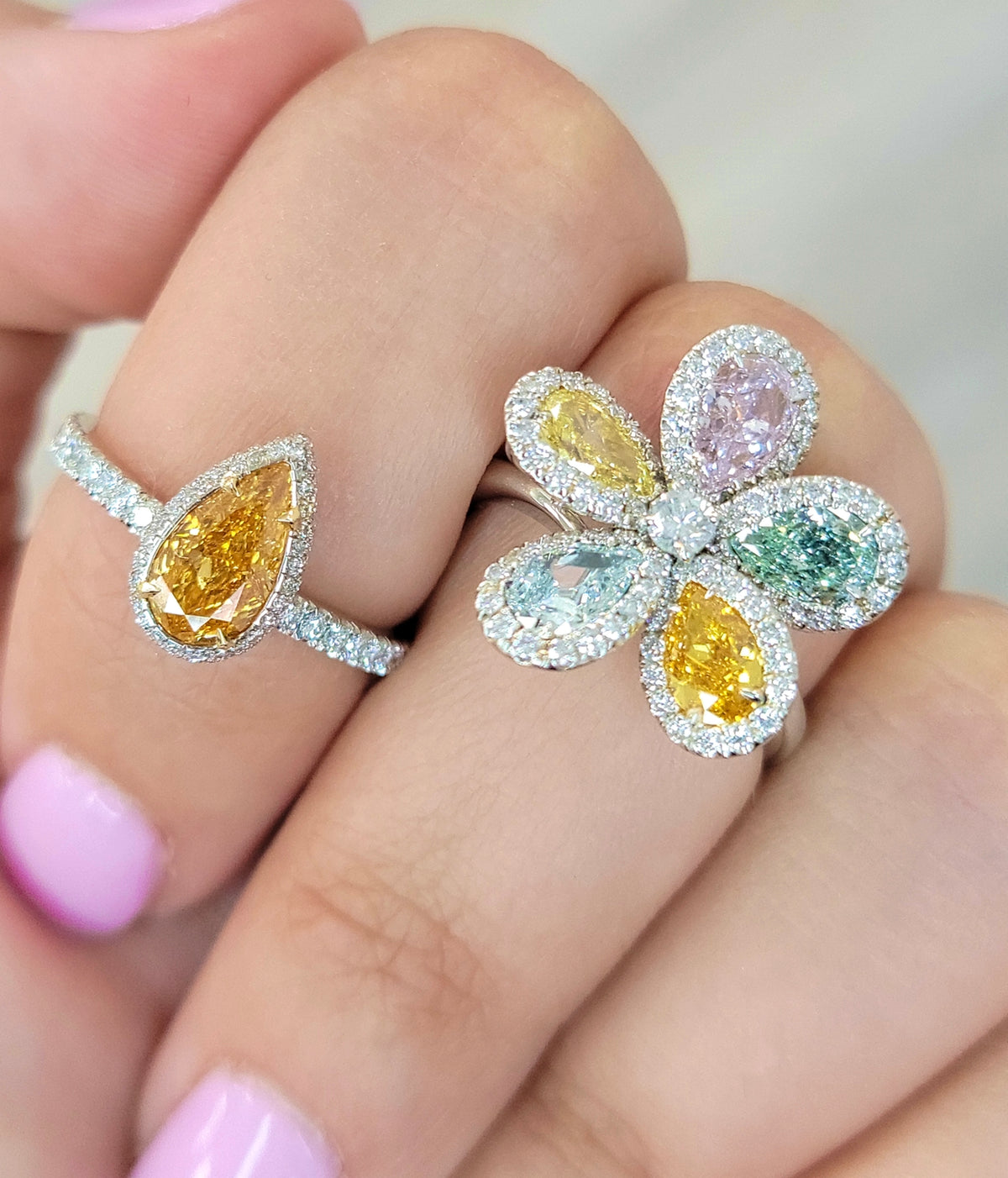 Fancy Color Flower Ring