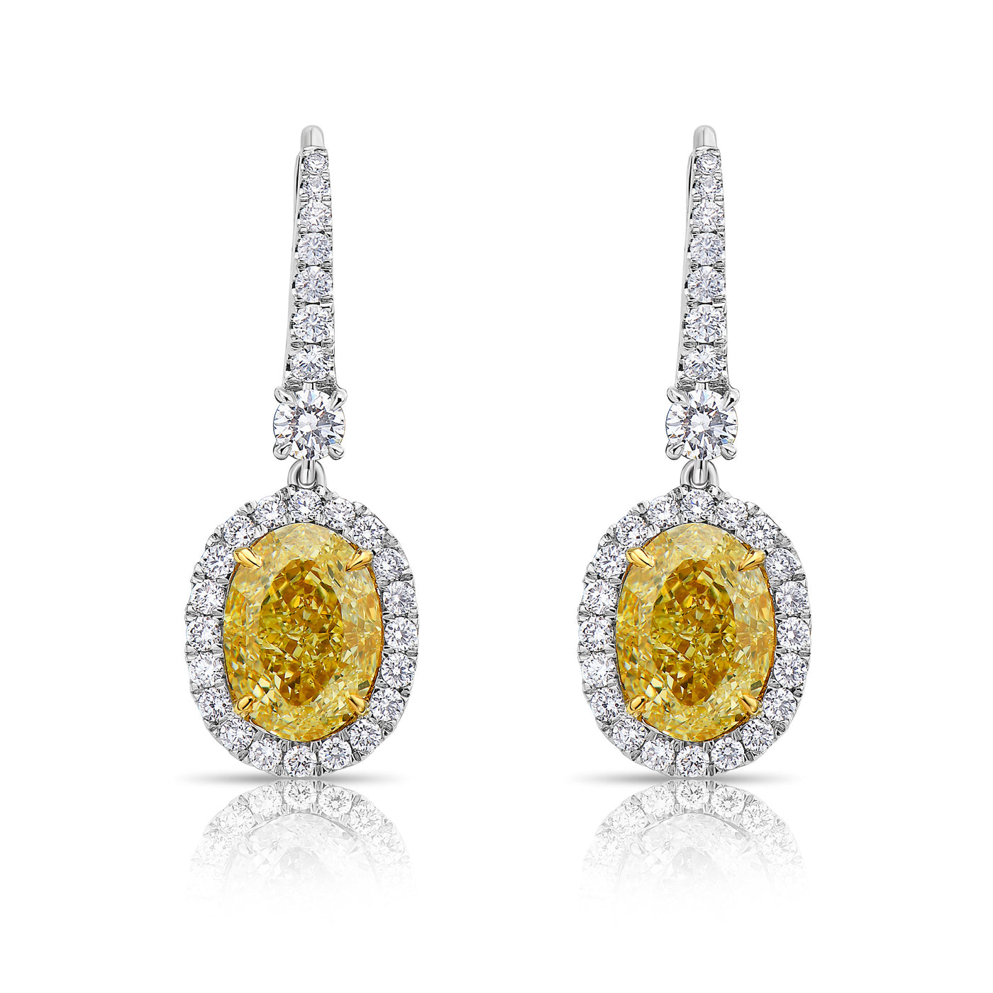 3.03ct & 3.02ct Fancy Light Yellow Oval VS GIA Earrings