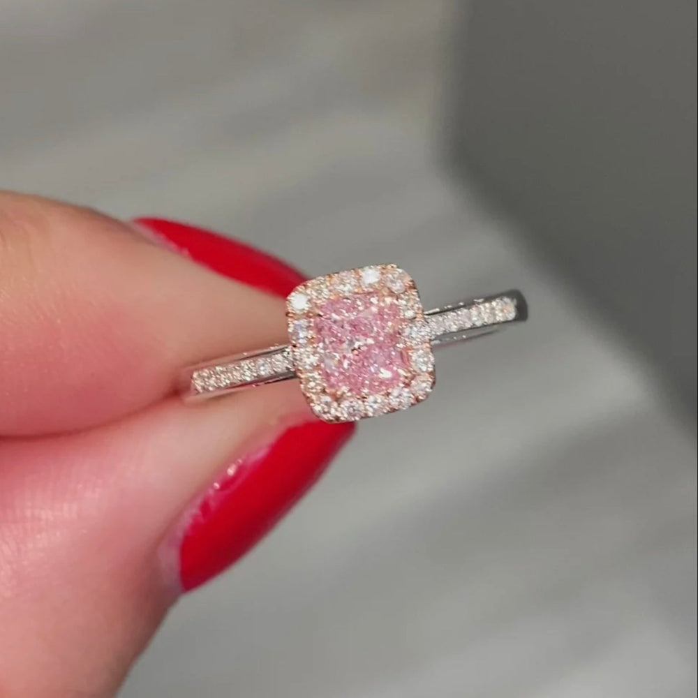 Cushion cut Pink Diamond Ring