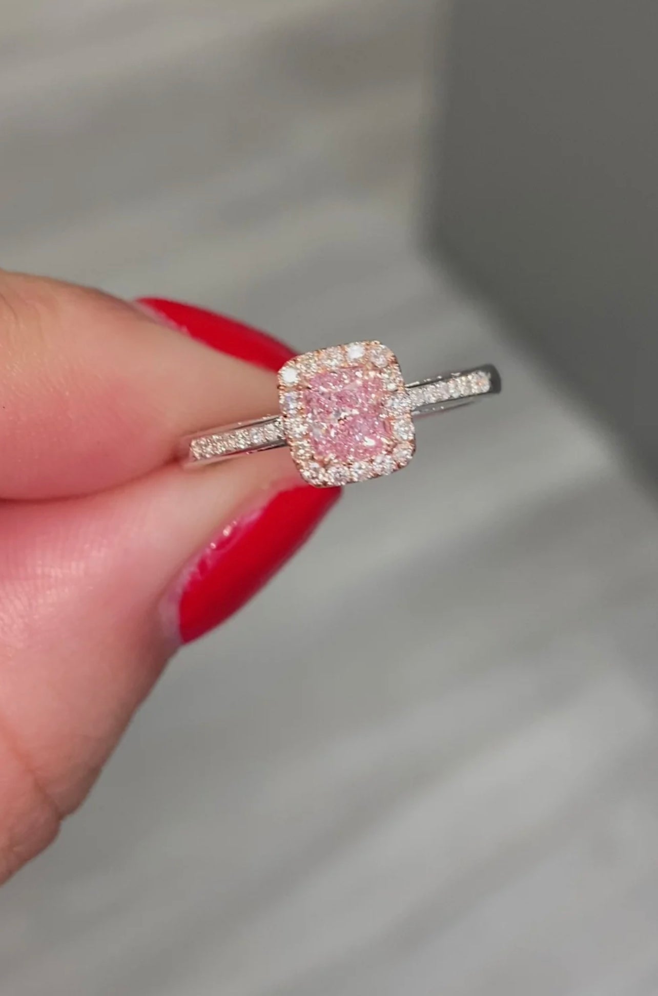 Cushion cut Pink Diamond Ring