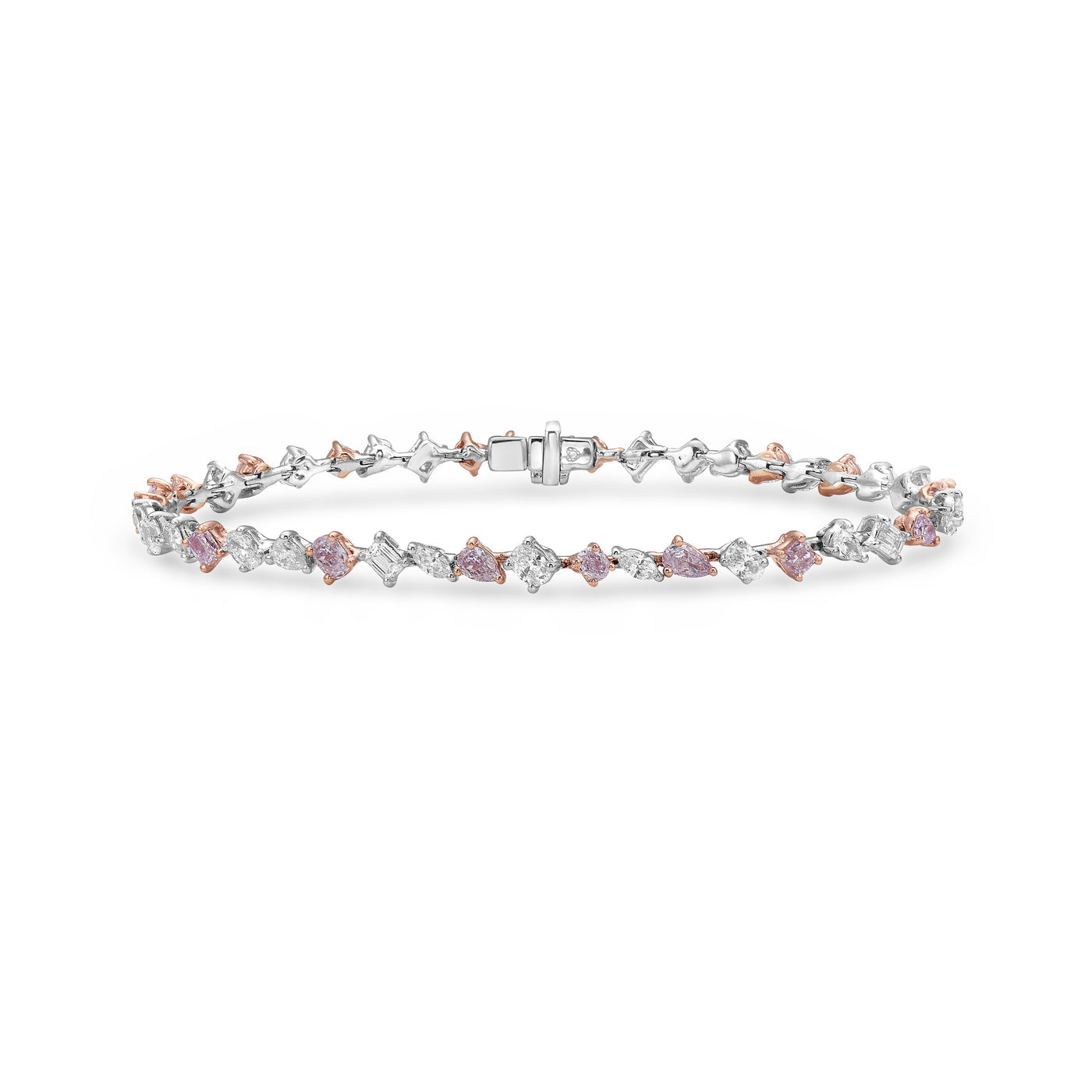 3.87 Carat Pink & White Multi-shape Diamond Bracelet