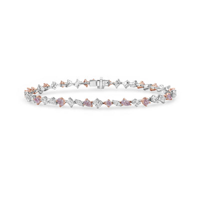 3.87 Carat Pink & White Multi-shape Diamond Bracelet