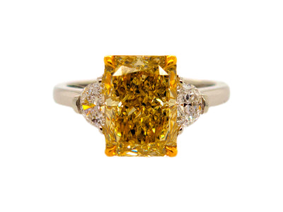 3.04ct Fancy Brownish Yellow Radiant VS1 GIA Ring