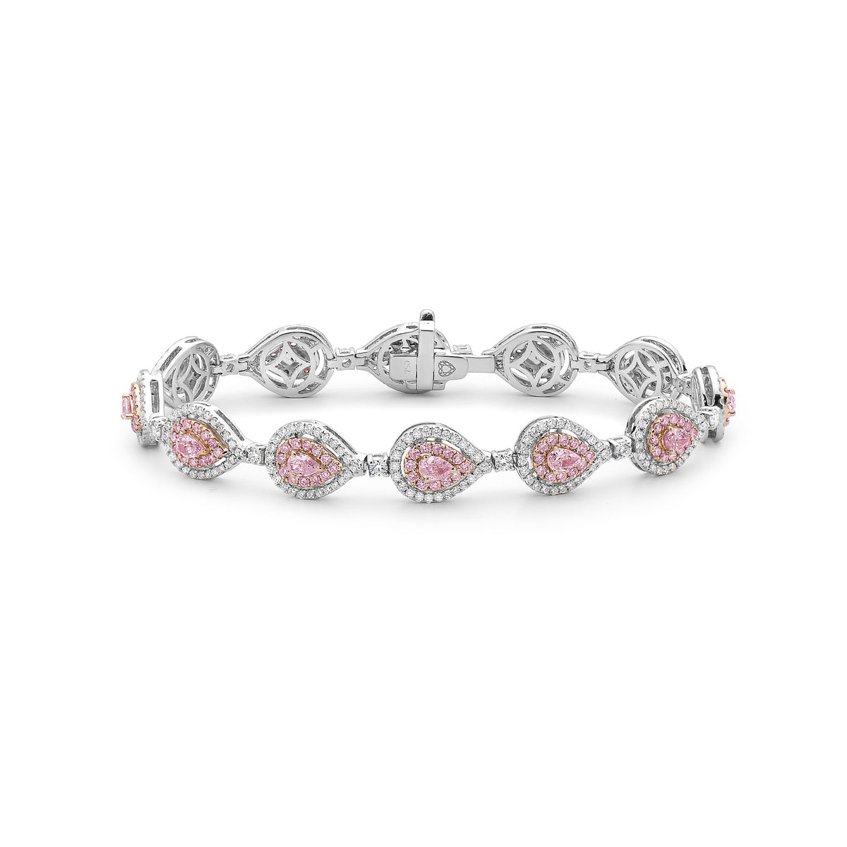 3.5ct Pink Pear Diamond Halo Bracelet