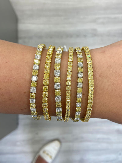 Fancy Yellow Cushion Cut Tennis Bracelet