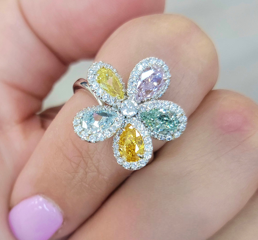 Fancy Color Flower Ring