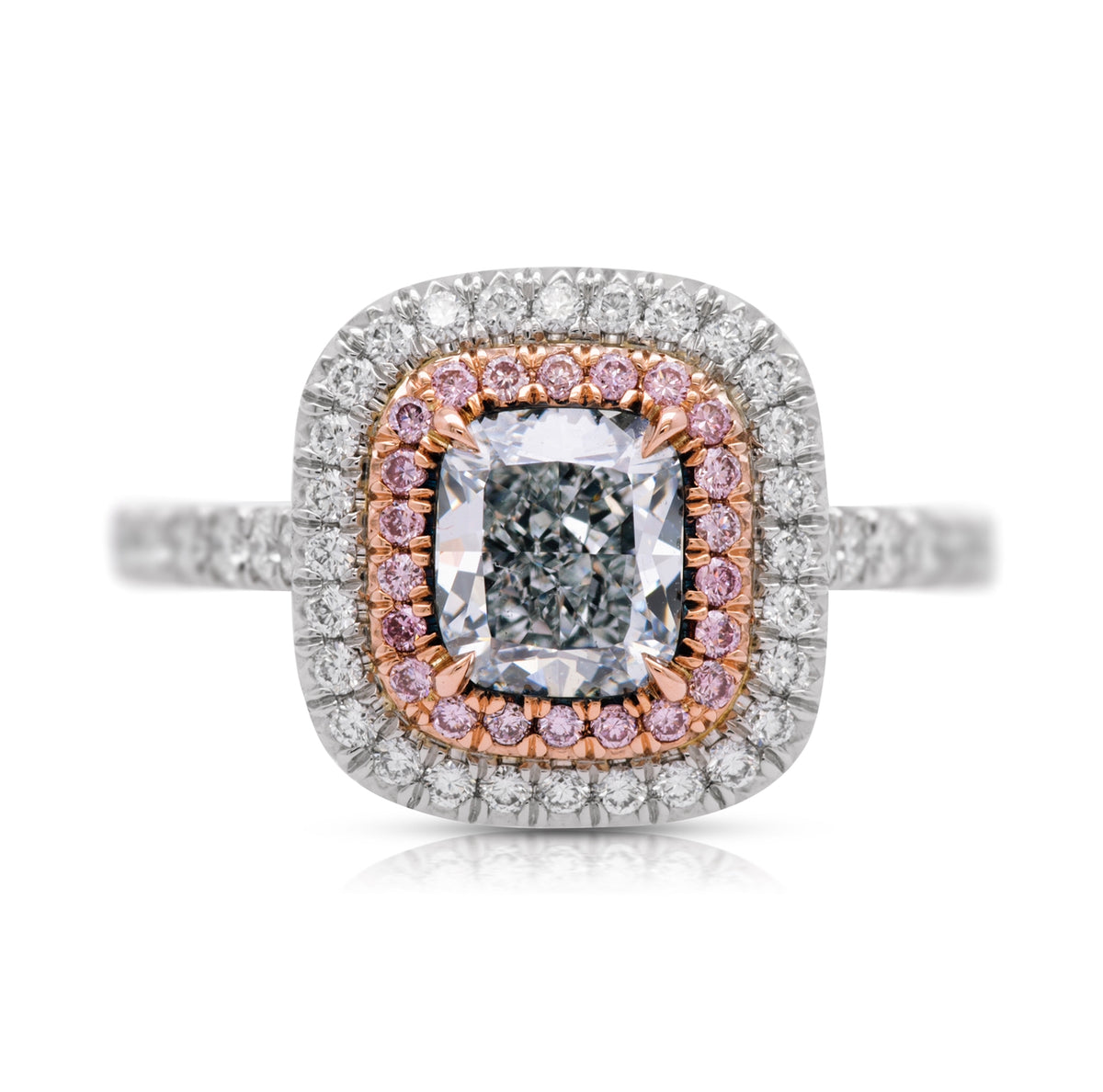 1.04ct Light Blue Cushion Diamond Ring SI1 GIA