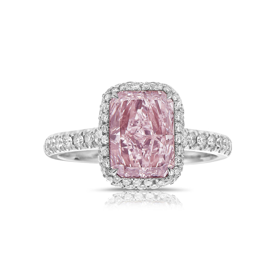 2.08ct Light Pink Long Radiant Diamond Ring VS2 GIA