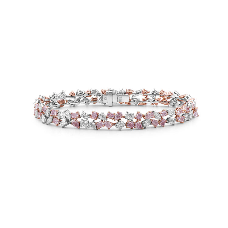 8.58ctw Pink Diamond & White Diamond Double Row Bracelet