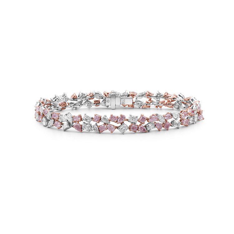 8.58ct Double Row Pink & White Diamond Bracelet