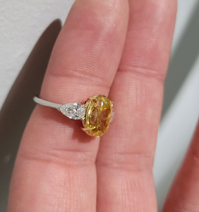 3.03ct Fancy Intense Yellow Oval SI1 GIA Ring