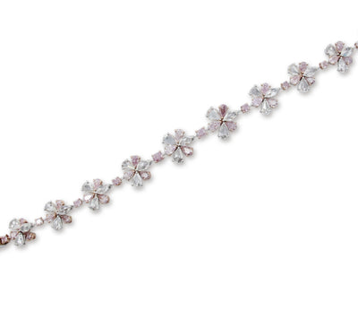 12.06 Carat Fancy Pink & White Diamond Floral Bracelet