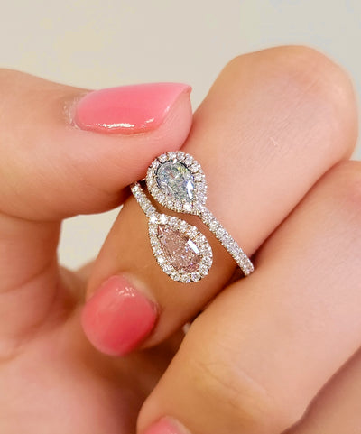 Toi et Moi Pink & Blue Diamond Ring