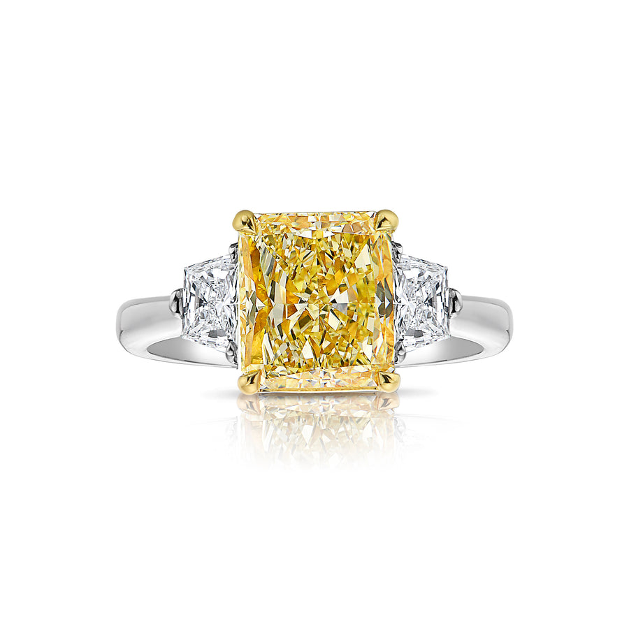 3.00ct Fancy Yellow Radiant Diamond Ring VS2 GIA