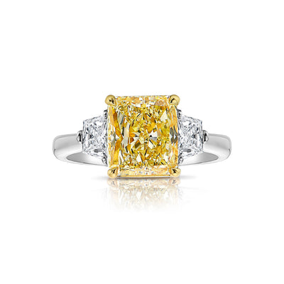 3.00ct Fancy Yellow Radiant VS2 GIA Ring