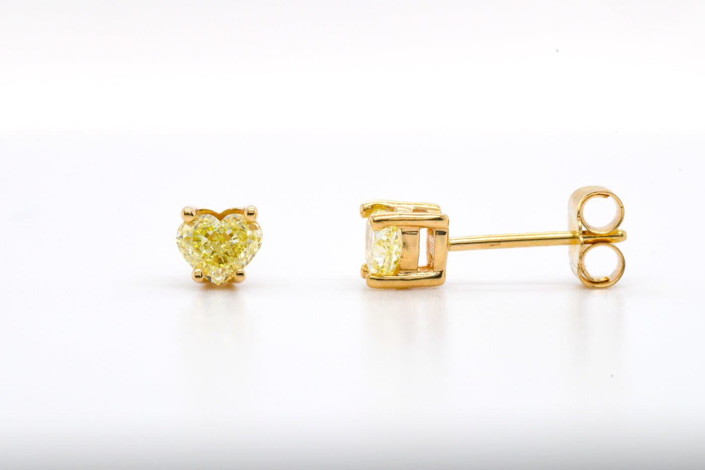 Fancy Yellow Heart Shape Studs - Namdar Diamonds