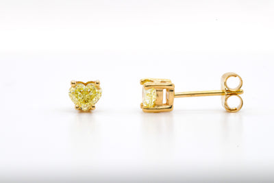 Fancy Yellow Heart Shape Studs - Namdar Diamonds