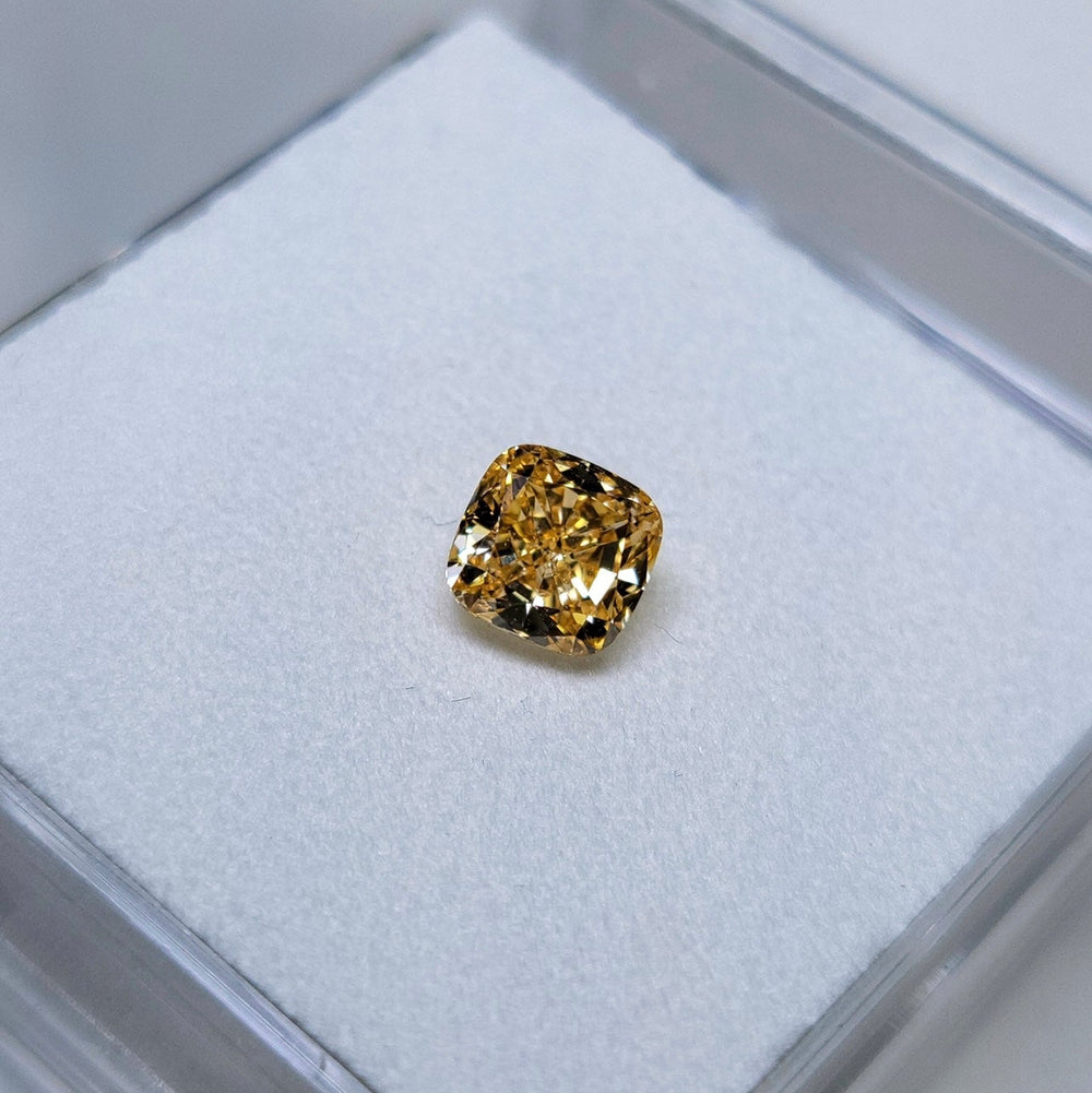 1.08ct Fancy Intense Yellowish Orange Cushion Diamond VS1 GIA