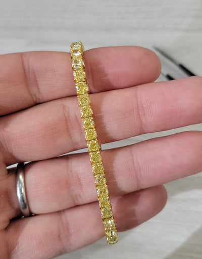 Fancy Yellow Cushion Cut Tennis Bracelet