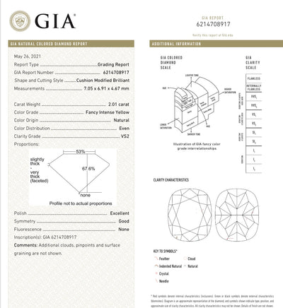 2.01ct Fancy Intense Yellow VS2 GIA - Namdar Diamonds