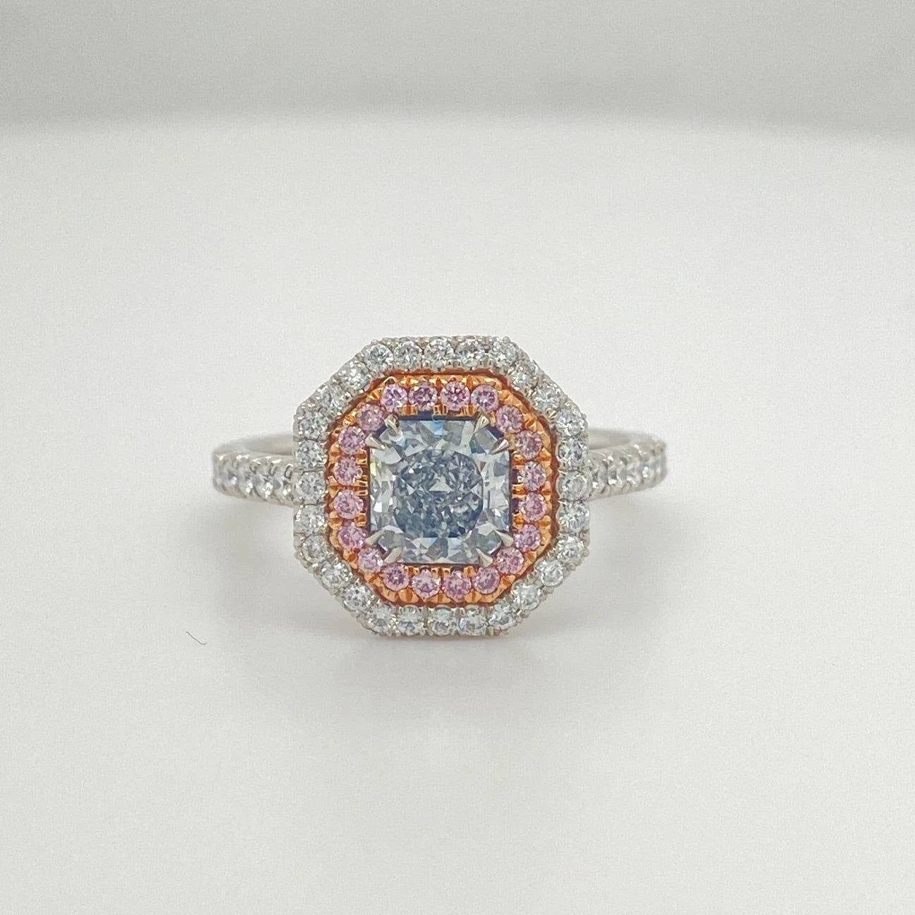 0.85ct Light Blue Radiant VVS2 Ring GIA