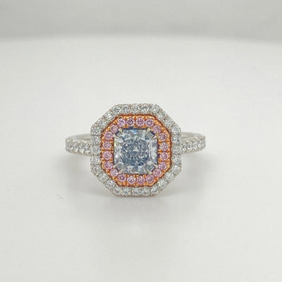 0.85ct Light Blue Radiant VVS2 Ring GIA