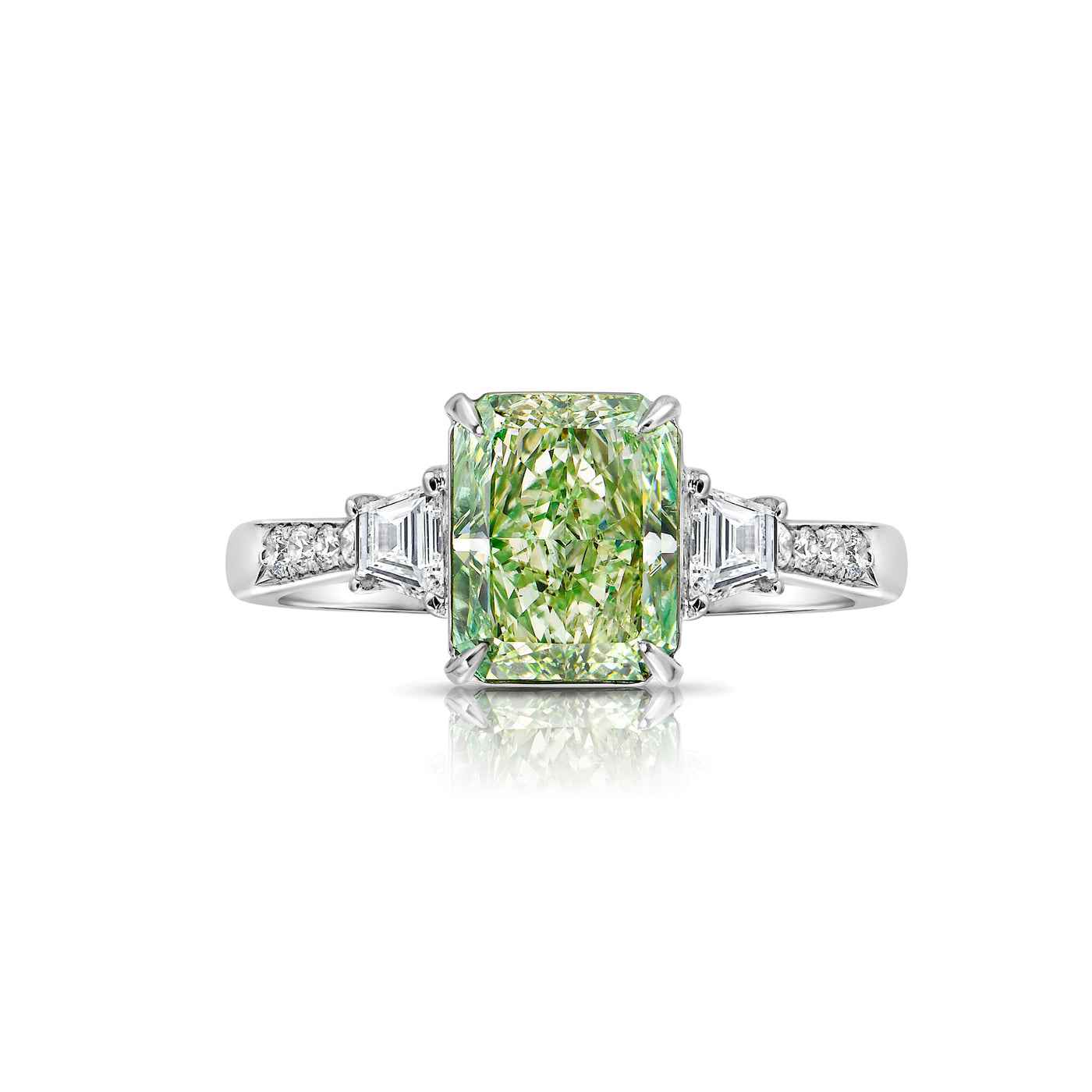2.03ct Radiant Green Diamond Ring