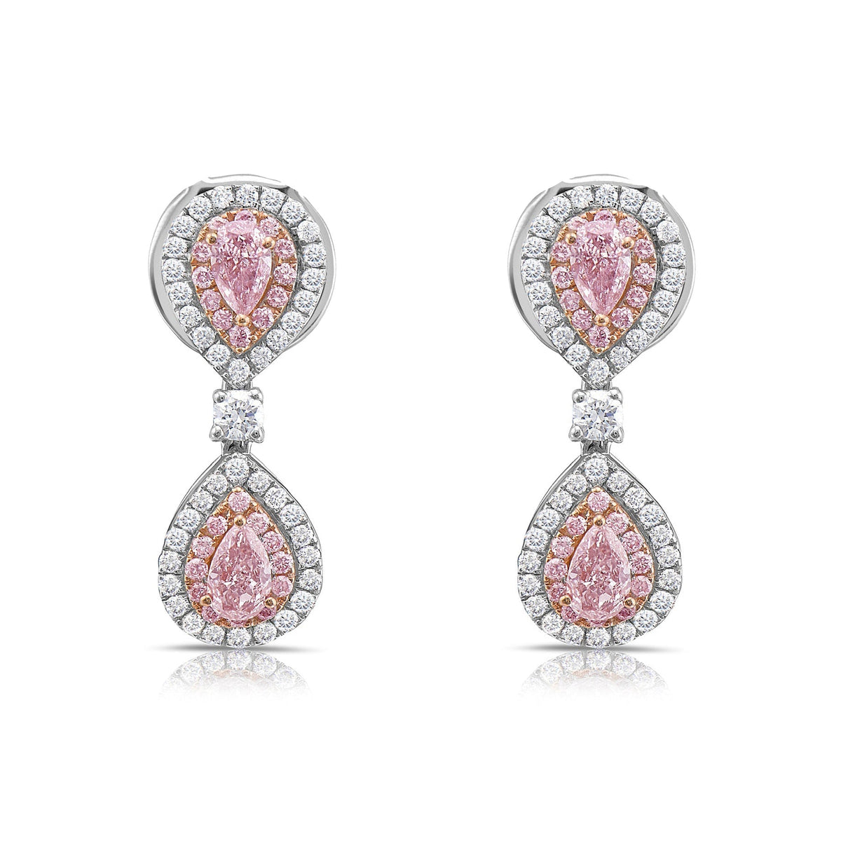 1.40ctw Pink Pear Diamond Dangle Earrings