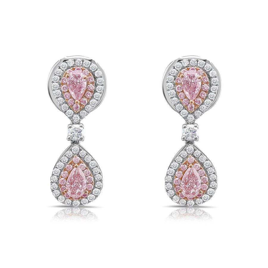 1.40ctw Pink Pear Diamond Dangle Earrings