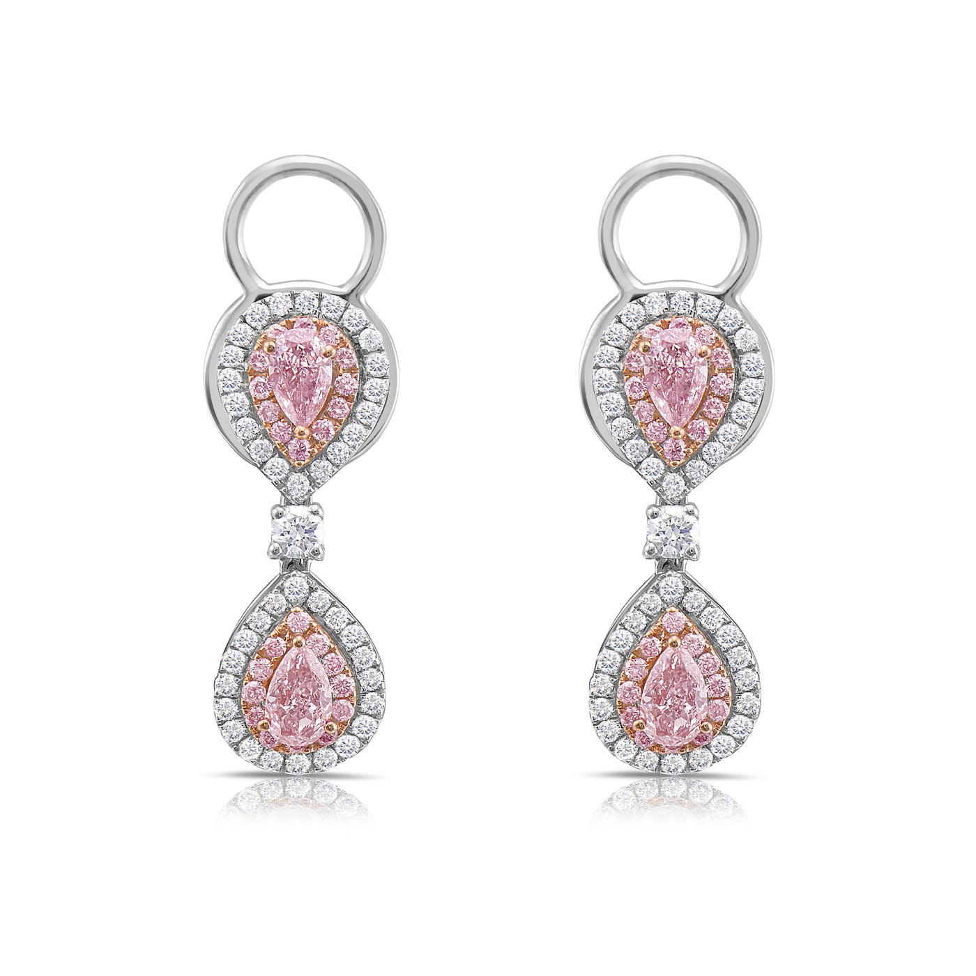 1.33 Carat Pink Pear Diamond Earrings