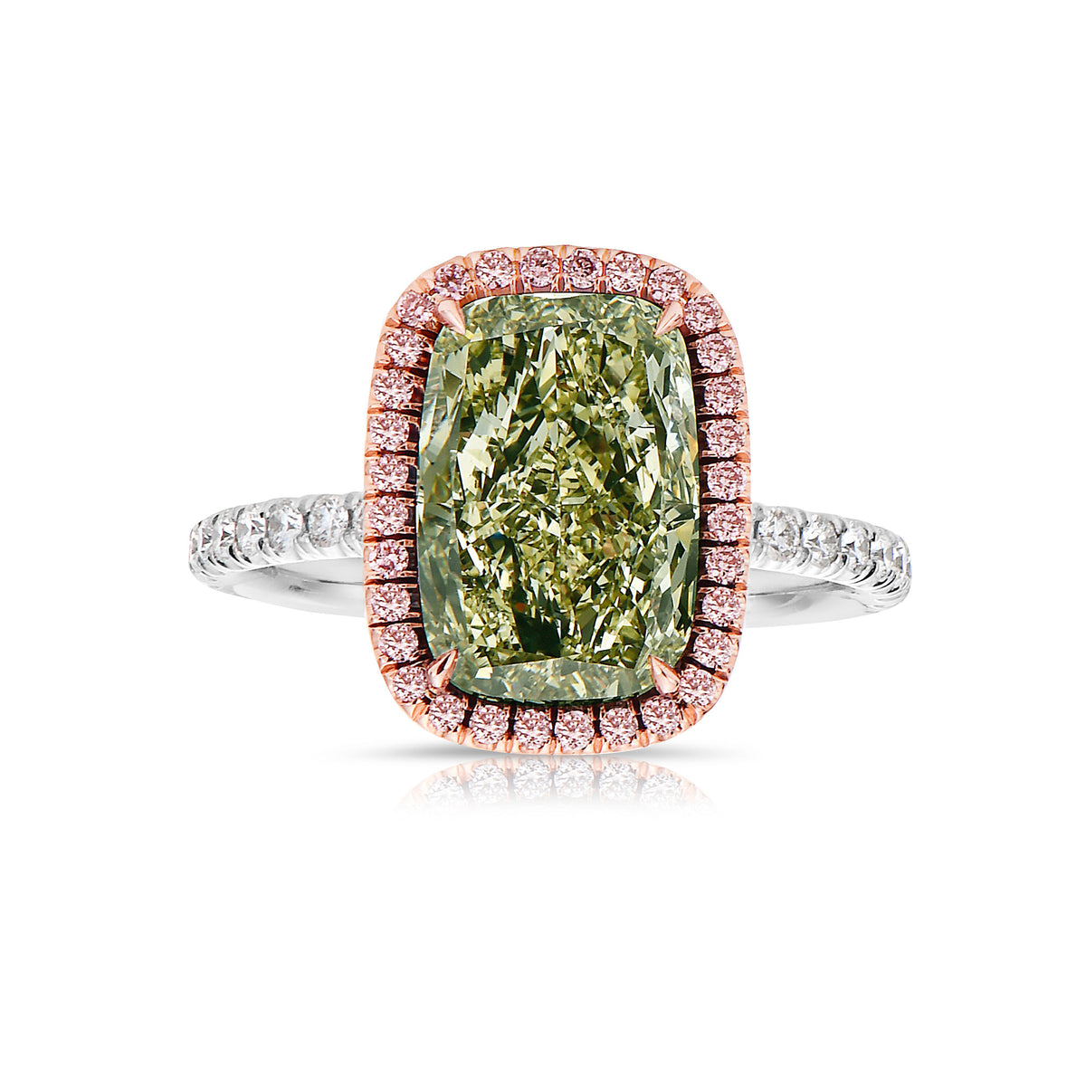 3.86ct Fancy Brownish Greenish Yellow Long Cushion Diamond VS2 GIA