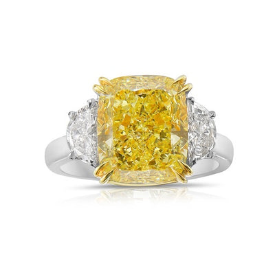 5.61ct Fancy Yellow Cushion VS1 GIA Ring