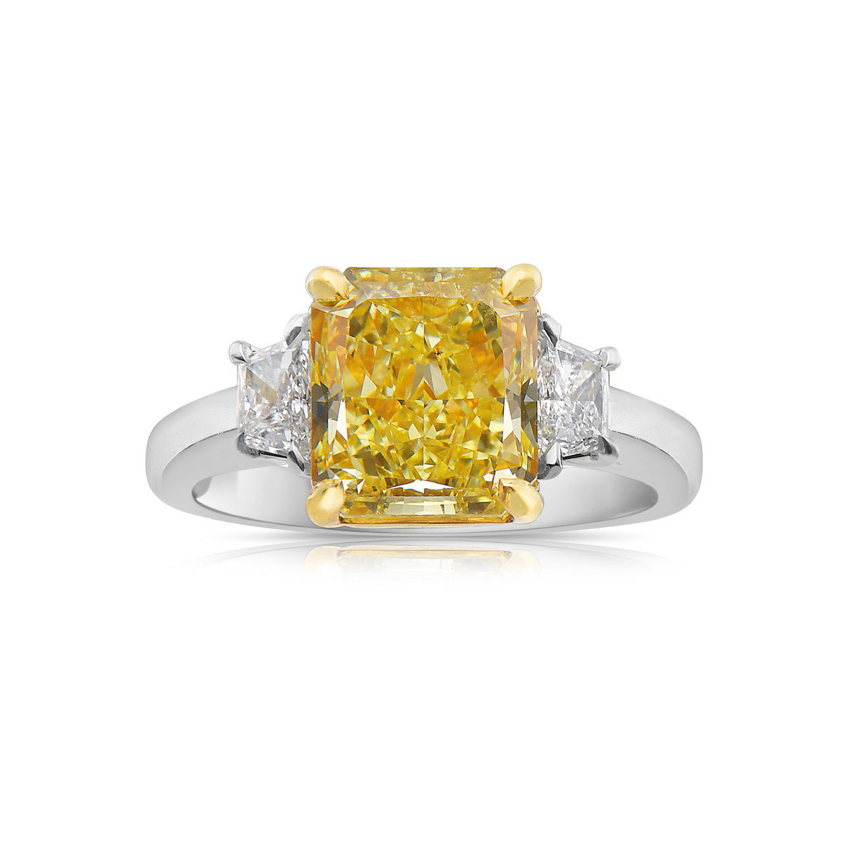 3.59ct Fancy Intense Yellow Radiant Diamond Ring SI1 GIA