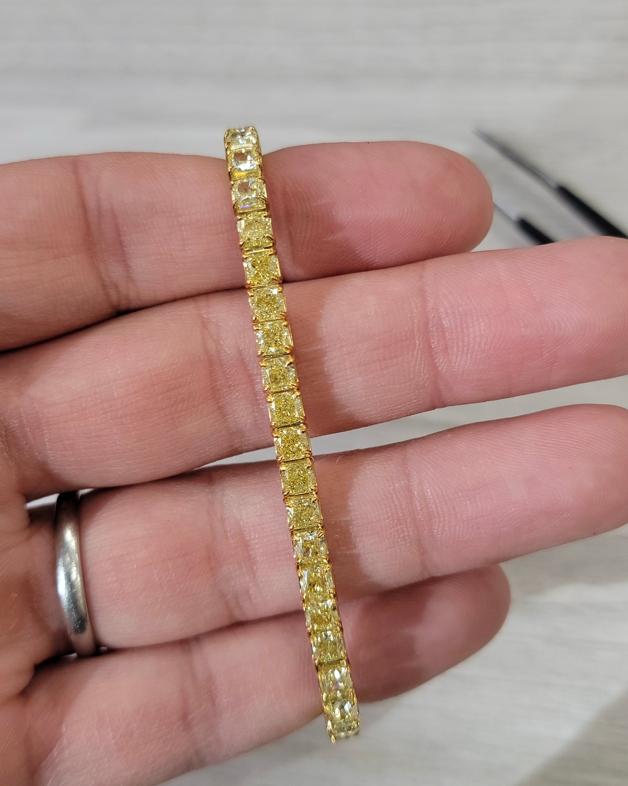 Fancy Yellow Cushion Cut Tennis Bracelet