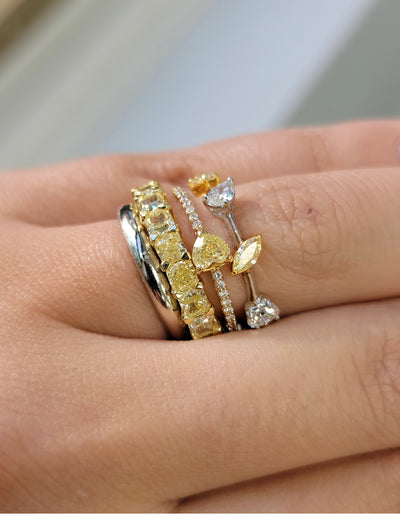 Yellow Diamond Cushion Eternity Band