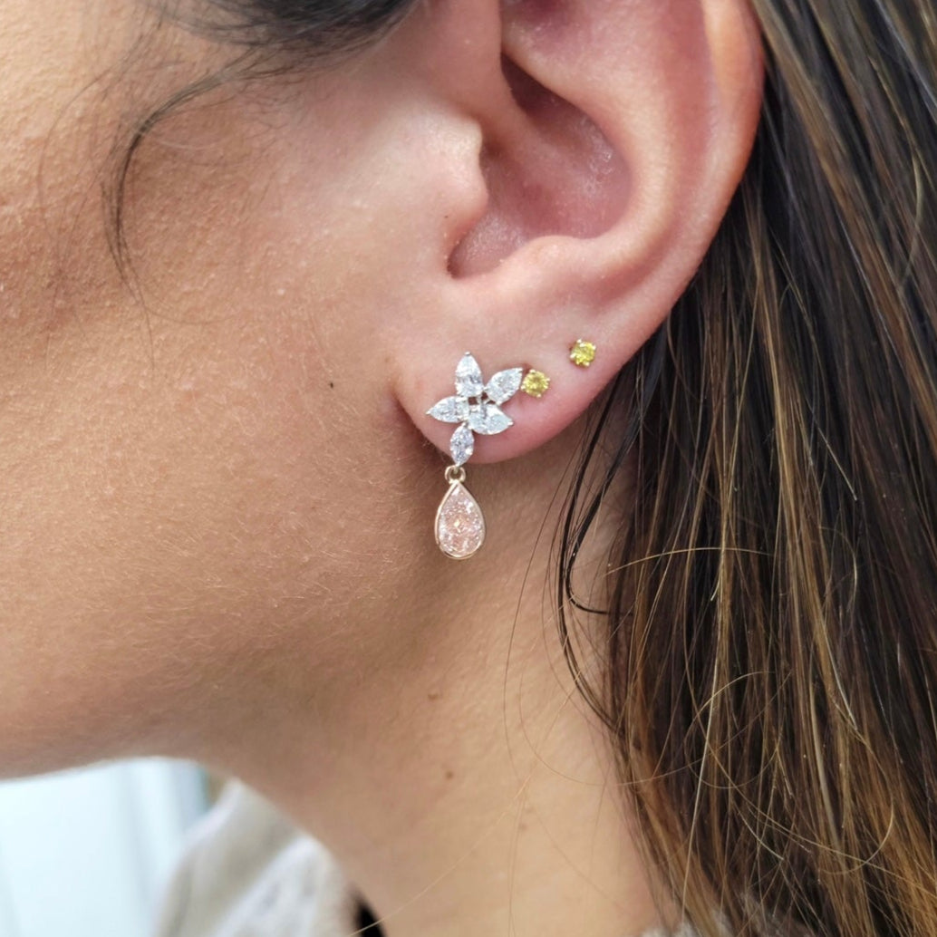 1.19ct & 1.16ct Pink Diamond Drop Earrings GIA