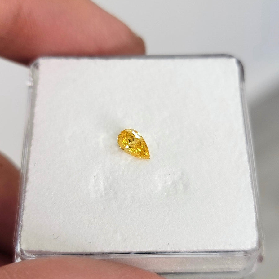 0.33ct Fancy Intense Orange Yellow Pear Diamond VS1 GIA