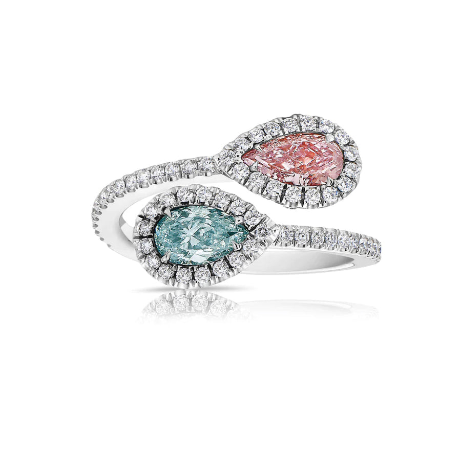 Toi et Moi Pink Diamond & Blue Diamond Ring