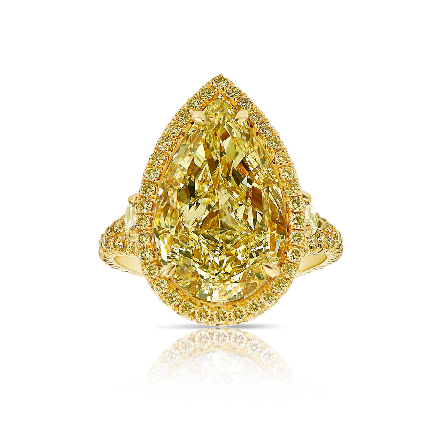 8.51ct Light Yellow Pear Diamond Ring VS1 GIA