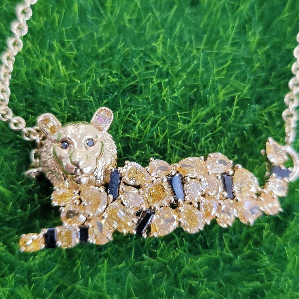 3.21ctw Fancy Orange Diamond Tiger Convertible Pendant Brooch