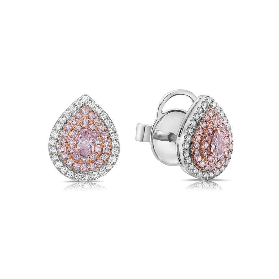 0.81ctw Pink Pear Diamond Stud Earrings