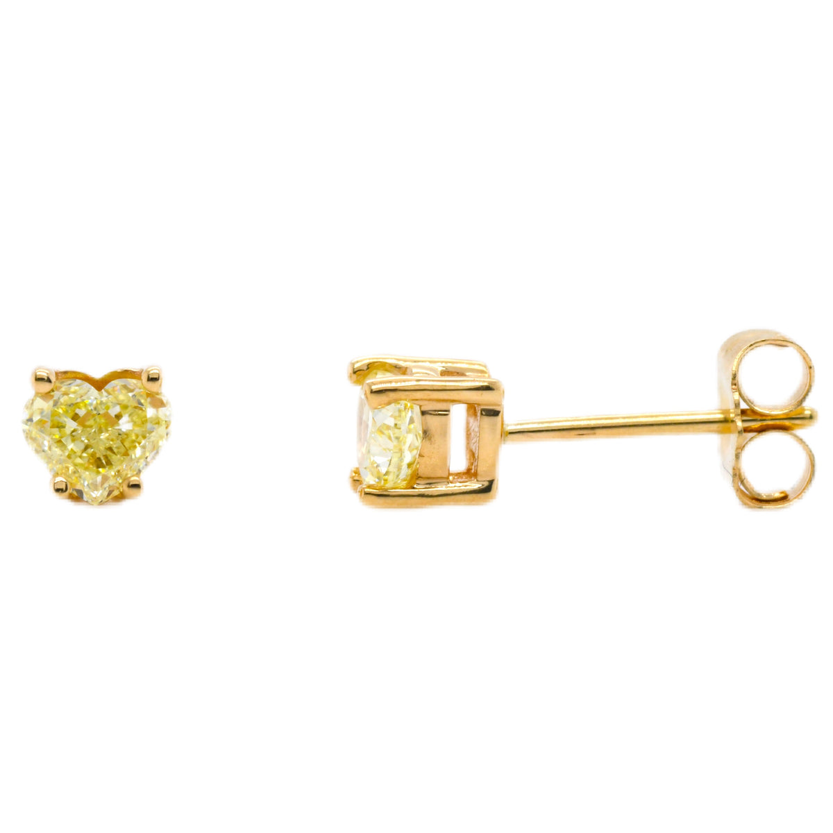 Fancy Yellow Heart Shape Diamond Studs