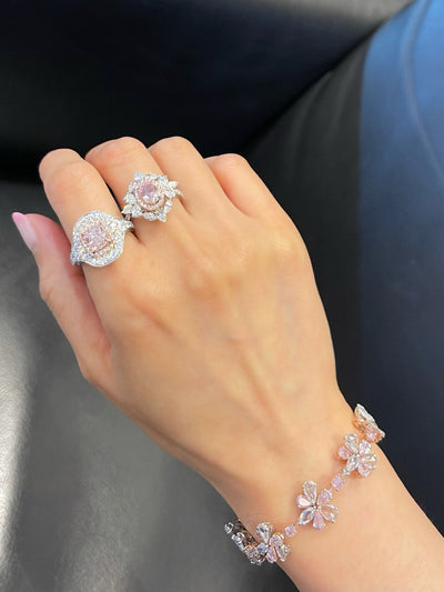 12.06 Carat Fancy Pink & White Diamond Floral Bracelet