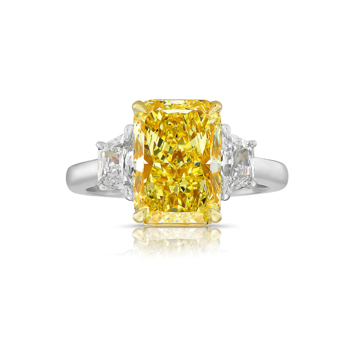 3.14ct Fancy Light Yellow Long Radiant Diamond Ring IF GIA