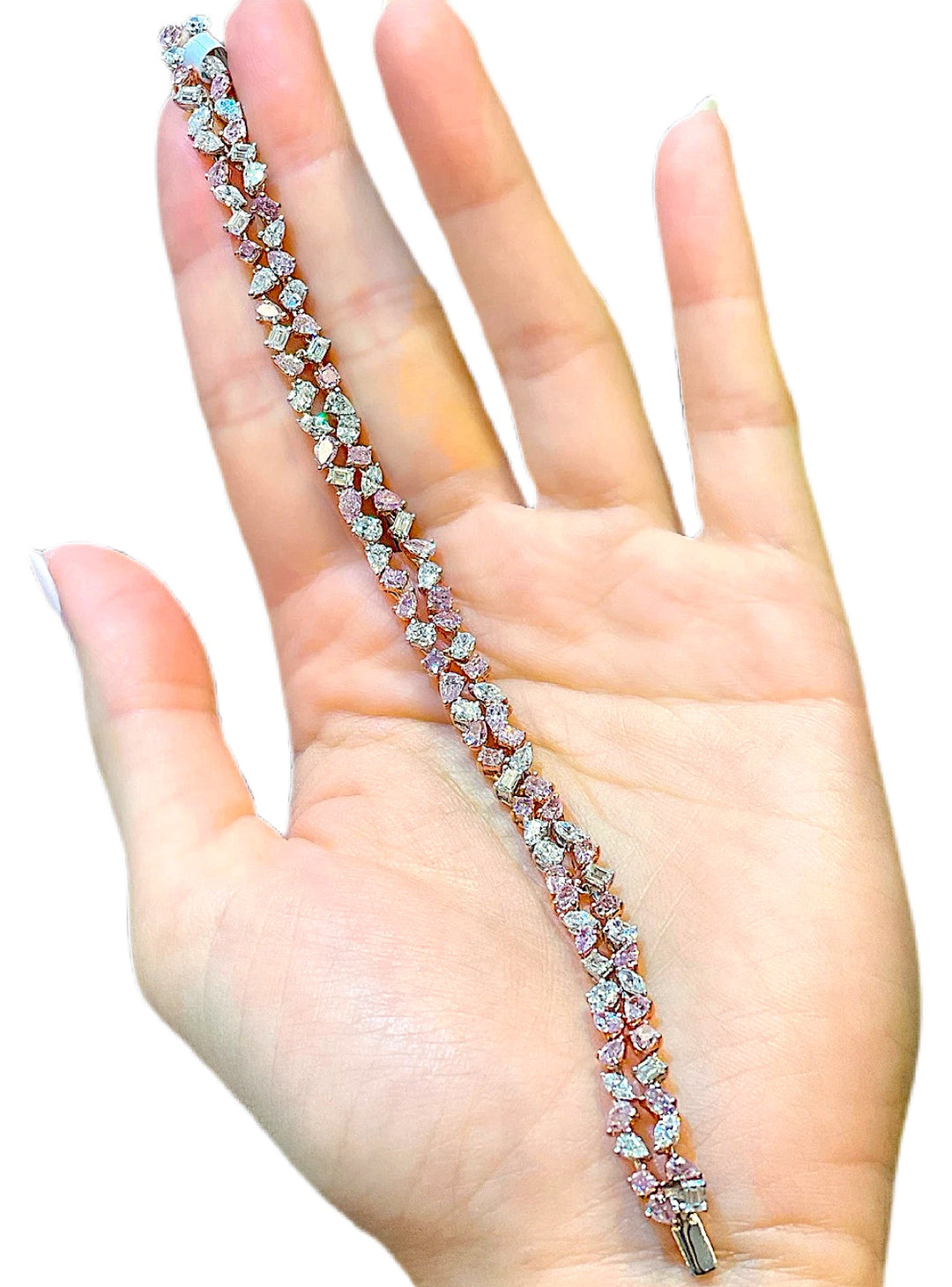 8.58ct Double Row Pink & White Diamond Bracelet – Namdar