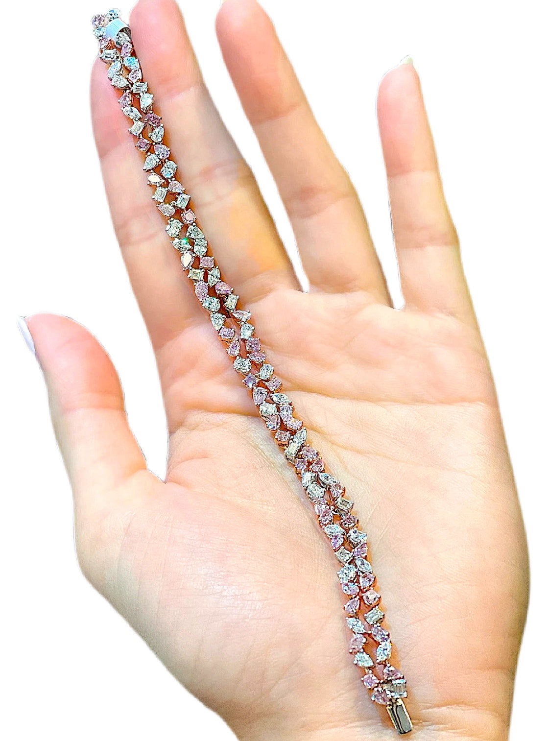 8.58ct Double Row Pink & White Diamond Bracelet