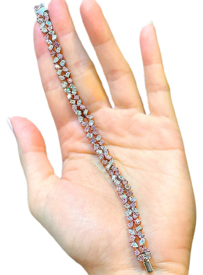 8.58ct Double Row Pink & White Diamond Bracelet