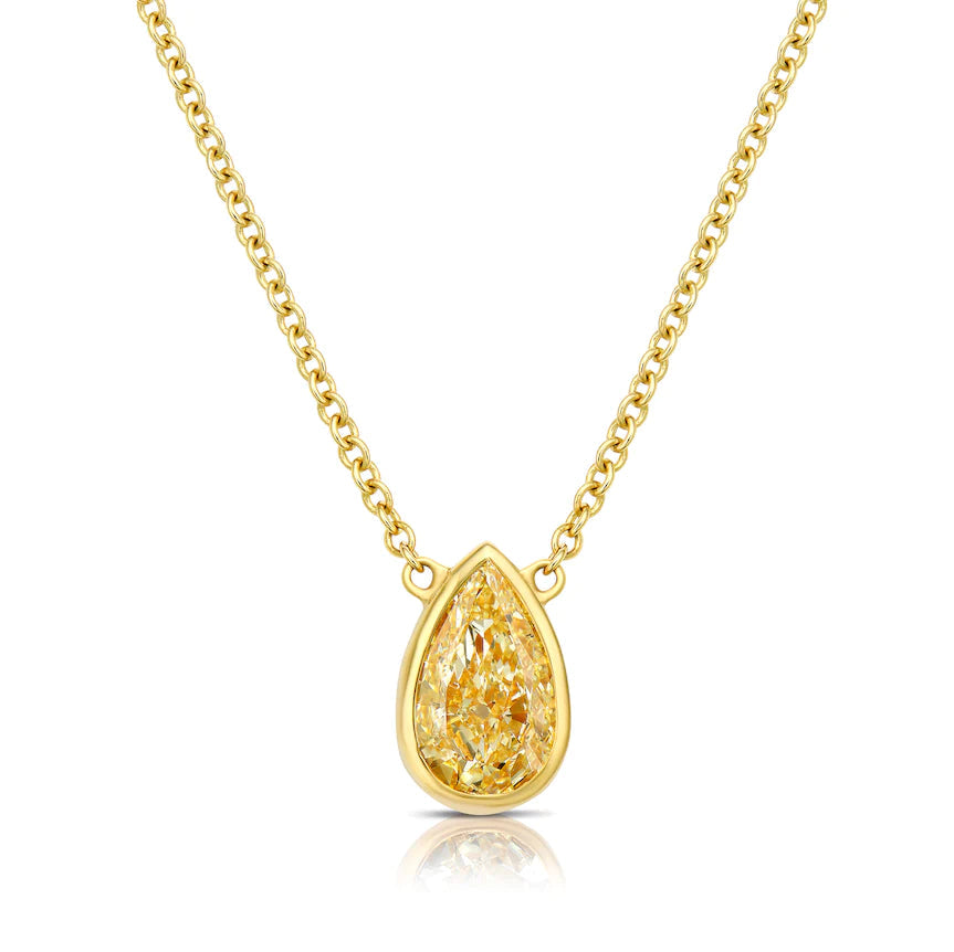 2.14ct Yellow Pear Diamond Bezel Pendant
